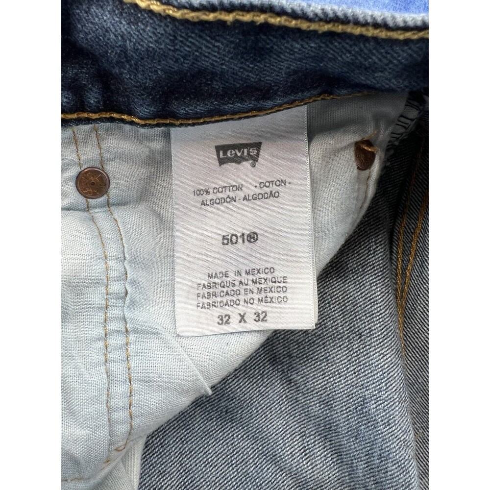 Levi 501 Men's Jeans Size 32x32 Blue Straight Denim Button Fly 100% Cotton - Picture 4 of 7